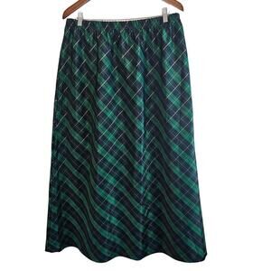 Vintage Anthony Richards Skirt Womens Size 18W Green Blue Plaid Maxi Preppy Full